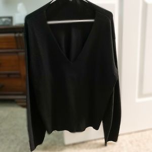 Black H&M Deep V Sweater with Over-sized Sleeves